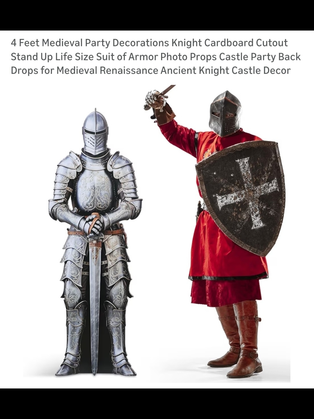 Medieval Knight Cardboard Cutout - Silver Armor